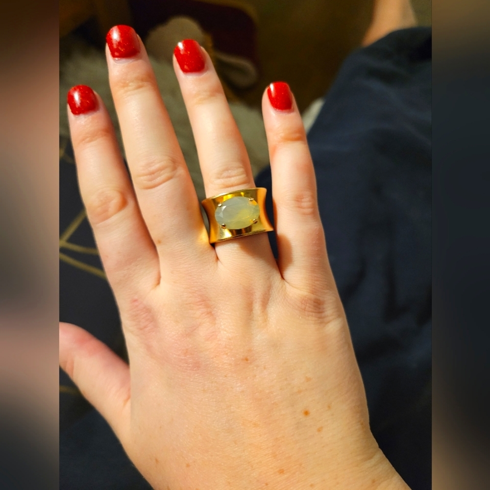 Gold Bohemian Ring, Swarovski crystal